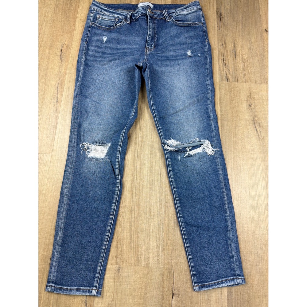 Vervet Blue Womens Distressed Skinny Jeans Medium Wash Denim Size 32 VT1061